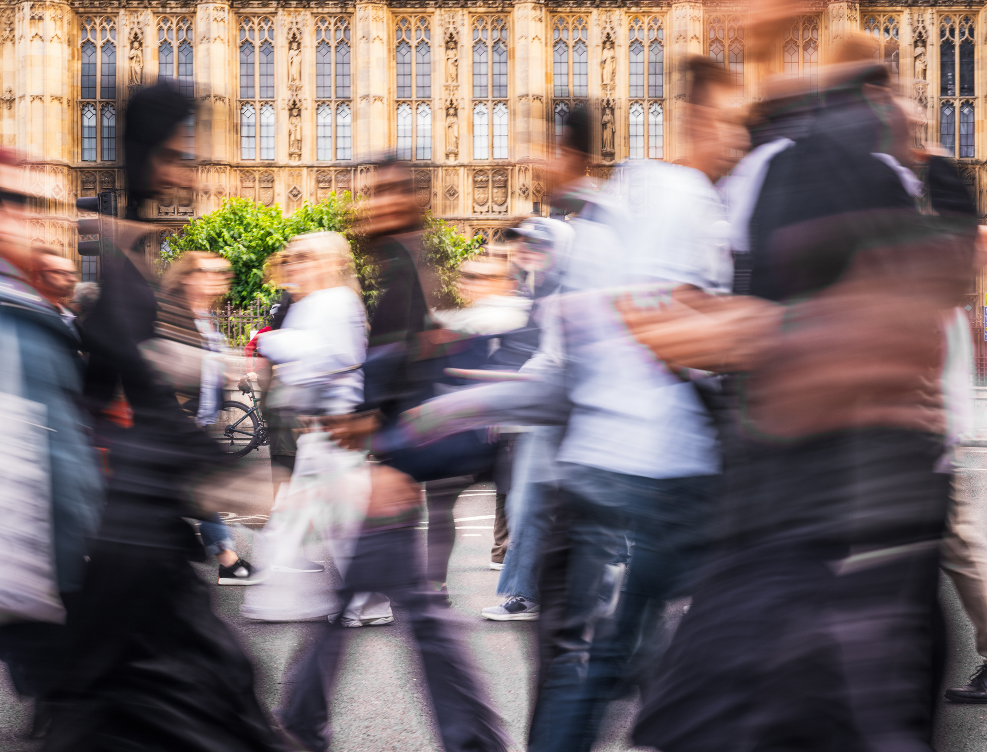 Motion blur pedestrians and UK Parliament
